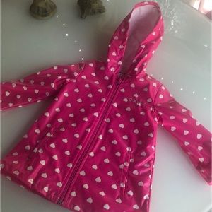 DKNY‎ Pink with white hearts, rain jacket Sz. 2T